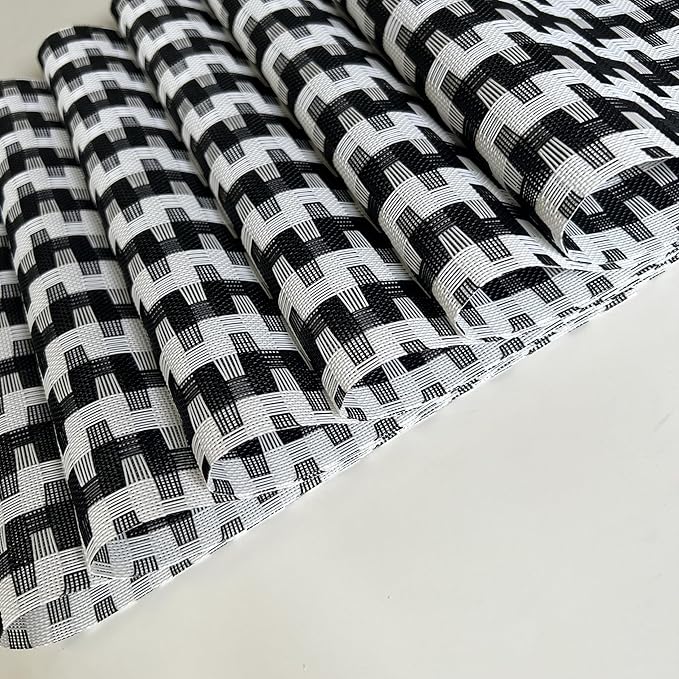 Placemat,Blending Color Durable Woven Vinyl Placemat Washable Heat-Resistant Anti-Skid Kitchen Dining Table Mats Set of 6, Black White