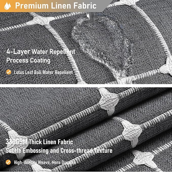 BTTN Extra Long Shower Curtain - 72x84 Inch Long Boho Chic Tassel Linen Fabric Shower Curtain Set with Hooks, Tall Modern Farmhouse Heavy Duty Cloth Shower Curtains for Bathroom - Charcoal Grey/Gray