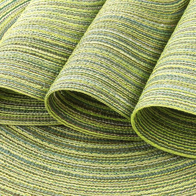 SHACOS Round Placemats Set of 6 for Dining Tables 15 inch Cotton Braided Placemats Washable Reversible for Kitchen Holiday Party (Pea Green, 6)