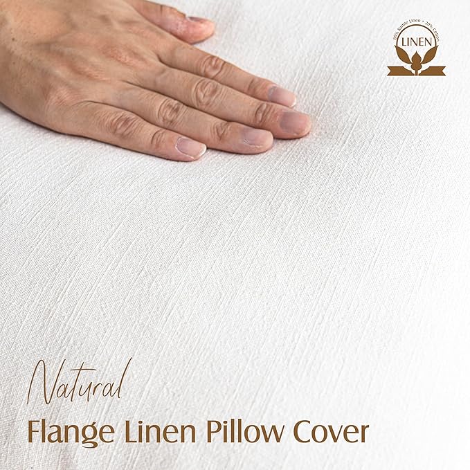 Foindtower Pack of 2, Decorative Linen Soild Throw Pillow Covers Soft Accent Cushion Case Boho Farmhouse Neutral Pillowcase for Chair Couch Sofa Bedroom Living Room Home Decor 24 x 24 Inch Cream White