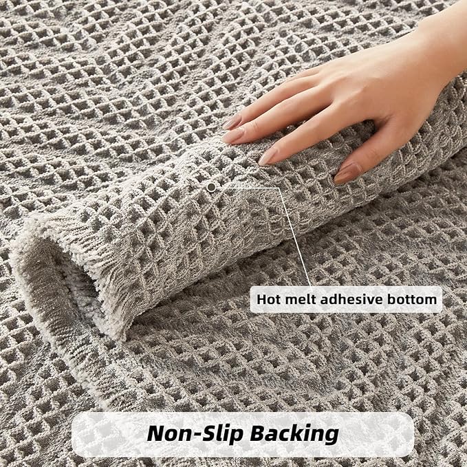 BohoBath Matts,Upgraded Waffle Super Absorbent Bath Mat,Bathroom Rugs Non Slip Washable, Quick Dry Shower Mats, Ultra Soft Bath Mats for Bathroom Floor,Gray,19"*48"