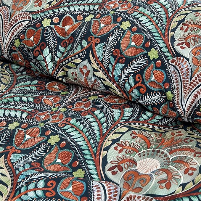 Cupocupa Duvet Cover Set;Duvet Cover Full Bedding Set Fluffy Boho Duvet Cover Set Paisley Floral Bedding Collection Duvet Cover with Pillowcases
