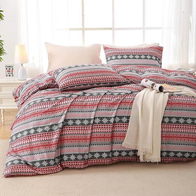 MUXHOMO Duvet Cover Full Size 3 Pieces Floral Duvet Cover with Boho Flower Patterns Soft Microfiber Bedding Set with Zipper Closure 4 Ties (2 Pillow Cases 20"x26")