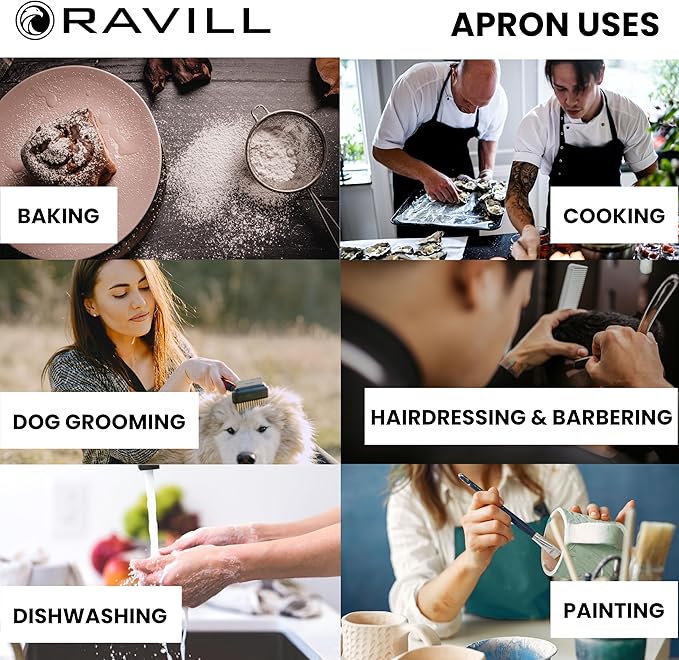 Waterproof Apron For Men and Women - 2 Pockets - 35", Black - Multi Purpose Work Aprons for Dishwashing, Dog Grooming