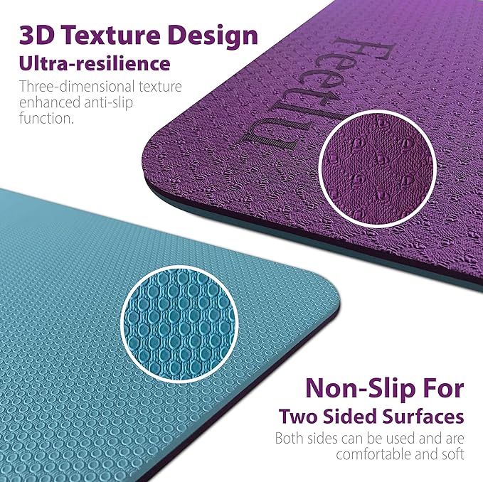 Extra Thick Exercise Yoga Mat with Strap - 2/5 Inch (10MM), Non-Slip Workout Mat for Yoga, Pilates, and Floor Exercises
