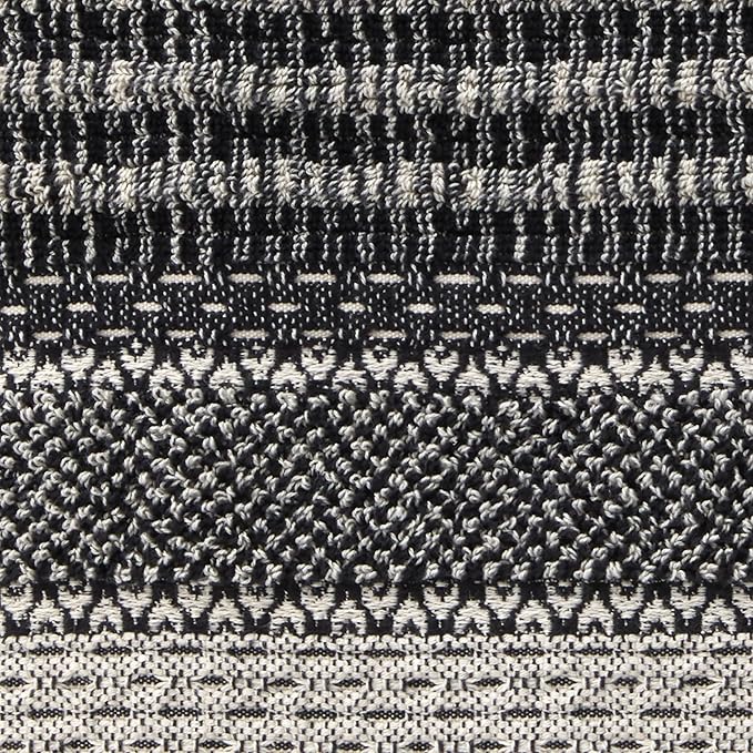 SKL Home Lewis 100% Cotton Premium Bath Towel, 600 GSM, Soft & Absorbent, Reversible Jacquard, Black