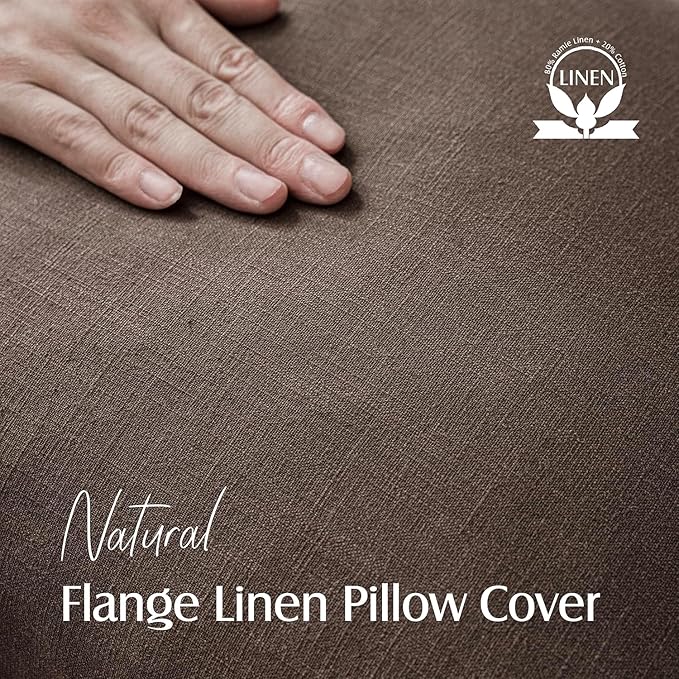 Foindtower Pack of 2, Decorative Linen Soild Throw Pillow Covers Soft Accent Cushion Case Boho Farmhouse Neutral Pillowcase for Couch Sofa Bedroom Living Room Home Decor 22 x 22 Inch Reddish Brown