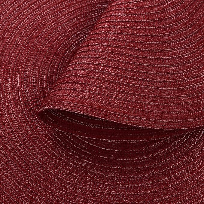 SHACOS Round Placemats Set of 6 for Dining Table 15 inch Round Braided Place Mats Washable Non Slip Kitchen Table Mats, Burgundy