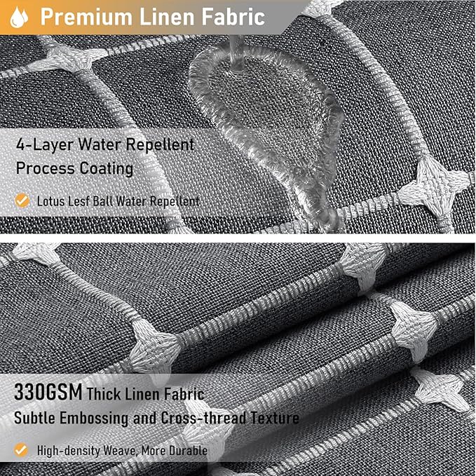 BTTN 60 Inch Boho Farmhouse Linen Weighted Fabric Shower Curtain Set with 10 Plastic Hook, Narrow Bohemian Country Decorative Curtain for Bathroom - 60x72 - Charcoal Grey