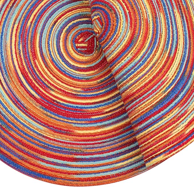 SHACOS Round Braided Placemats Set of 4 Variegated Colorful Placemats for Dining Tables Holiday Party Decor (Rainbow Red, 4)