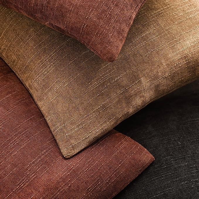 Foindtower Pack of 2 Soft Textured Chenille Throw Decorative Pillow Covers Square Accent Solid Cushion Cover Cozy Neutral Farmhouse Pillow Case for Couch Sofa Bedroom Living Room 18x18 Inch,Red Taupe