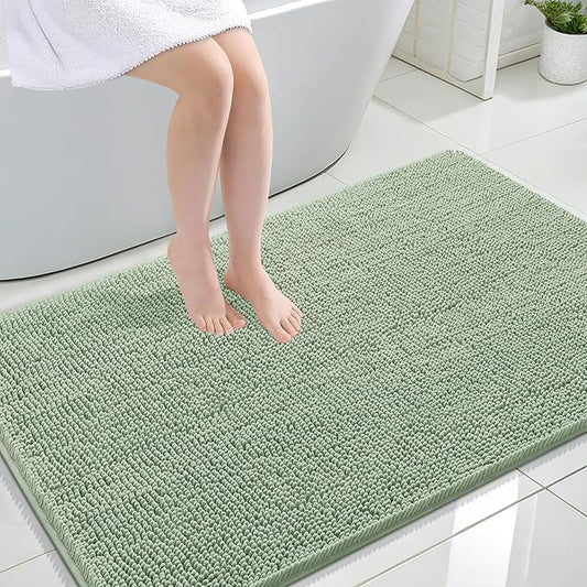 OLANLY Bathroom Rugs 44x32, Extra Soft Absorbent Chenille Bath Rugs, Rubber Backing Quick Dry, Machine Washable Bath Mats for Bathroom Floor, Tub and Shower, Home Decor Accessories, Sage Green