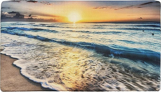 UpNUpCo Artistic Beautiful Anti Fatigue Kitchen Floor Mat - Unique Floor Mats - Pain Relief Padded Kitchen Mats - Floor Mats For In Front Of Sink - Memory Foam 30" X 17.5" X 10mm Sunset Beach