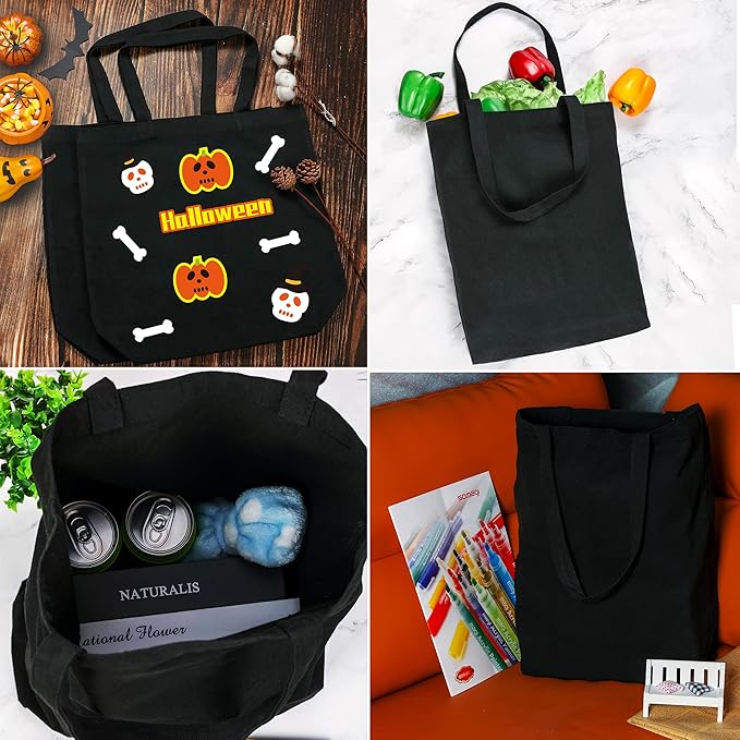 Canvas Tote Bags - 2 Pcs Multi-Purpose Reusable Bags - Perfect for Grocery, Shoppping & DIY Gifts