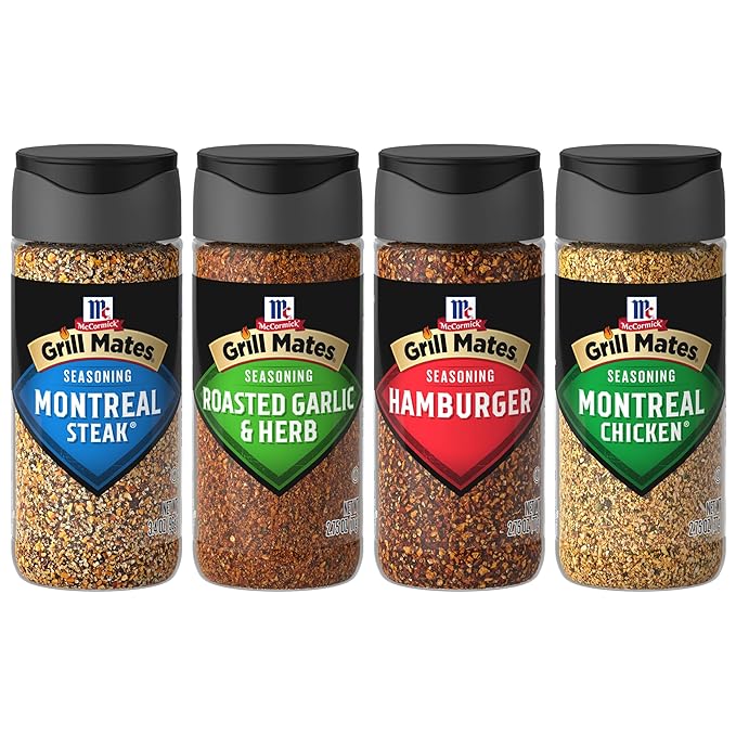 McCormick Grill Mates Spices, Everyday Grilling Variety Pack (Montreal Steak, Montreal Chicken, Roasted Garlic & Herb, Hamburger), 4 Count