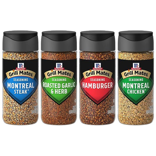 McCormick Grill Mates Spices, Everyday Grilling Variety Pack (Montreal Steak, Montreal Chicken, Roasted Garlic & Herb, Hamburger), 4 Count