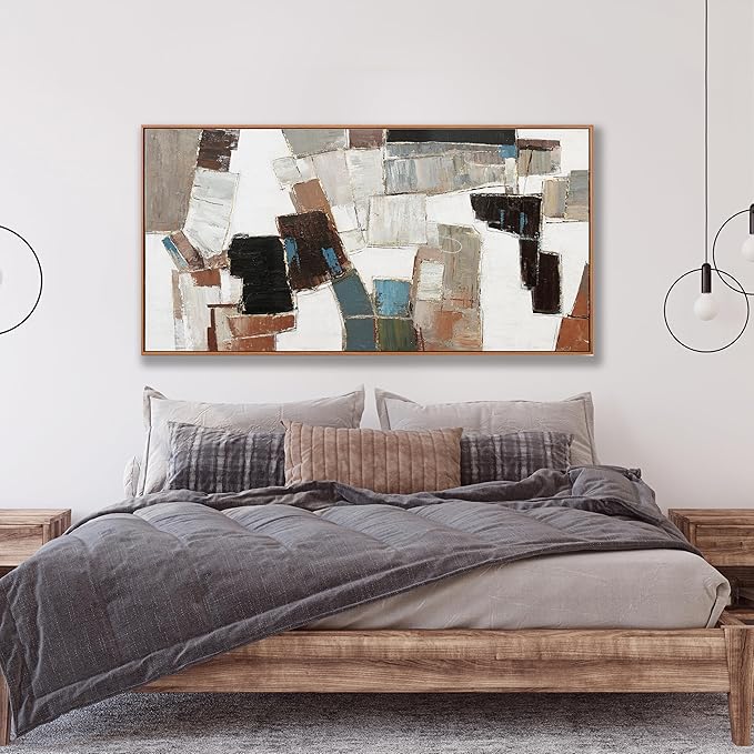 Wall Art Pictures For Wall Canvas Modern And Minimalist Wall Art 29"X58" Framed Wall Decor Artwork Painting Natural Wall Minimalist Geometric Line Art Decorations For Dinning Room Bedroom Home Office Kitchen