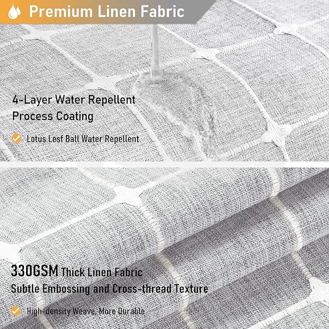 BTTN Stall Fabric Shower Curtain - 54x72 Inch Boho Linen Heavy Duty Tassel Cloth Shower Curtain Set with 10 Hooks, Narrow Rustic Modern Farmhouse Neutral Thick Shower Curtains for Bathroom - Grey/Gray