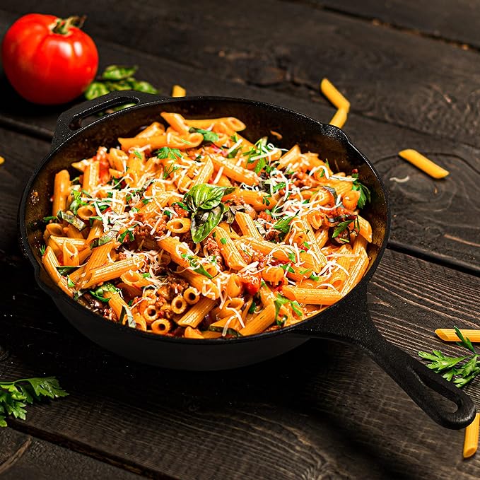 Utopia Kitchen Cast Iron Frying Pan 10.25 Inch, Cast Iron Chefs Pan, Pre Seasoned Skillet, Safe Grill Cookware for Indoor & Outdoor Use, Black