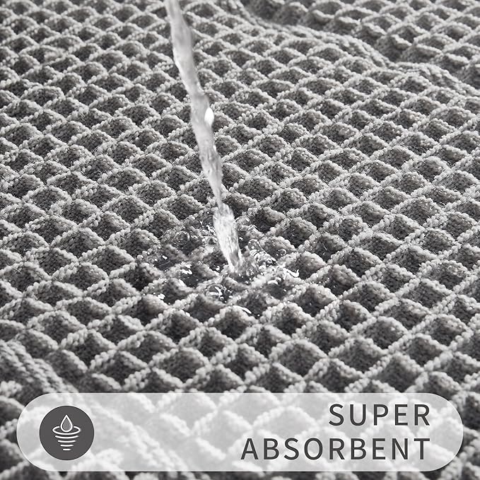 Bath Matts - Upgraded Waffle Super Absorbent, Non Slip Washable, Quick Dry Shower Mats, Ultra Soft for Bathroom Floor, Grey, 24"*36