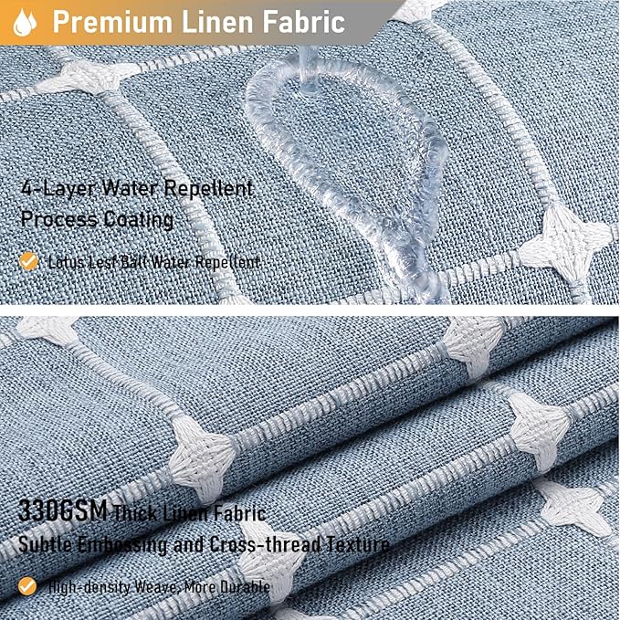 BTTN Stall Fabric Shower Curtain - 54 x 78 Inch Boho Linen Heavy Duty Cloth Tassel Shower Curtain Set with 10 Hooks, Narrow Rustic Modern Farmhouse Bohemian Thick Shower Curtains for Bathroom - Blue