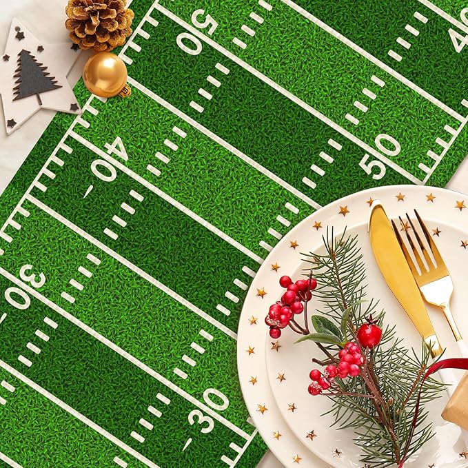 American Football Court Table Runner Seasonal Spring Fall Kitchen Dining Linen Table Decoration for Indoor Outdoor Home Party Dinner 13x72 Inch