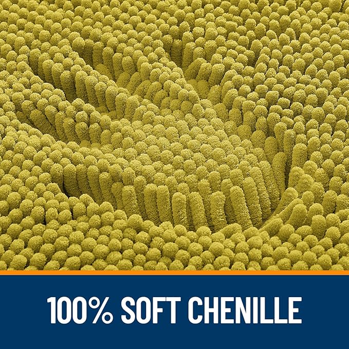 OLANLY Bathroom Rugs 30x20, Extra Soft Absorbent Chenille Bath Rugs, Rubber Backing Quick Dry, Machine Washable Bath Mats for Bathroom Floor, Tub and Shower, Home Decor Accessories, Deep Mustard