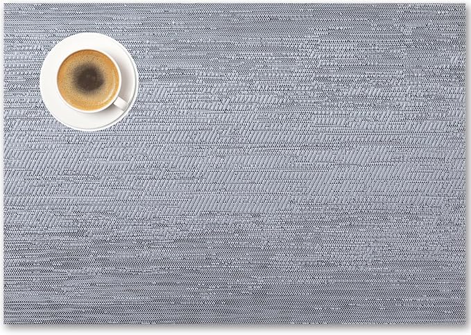 Placemats Set of 4 - Easy Clean Woven Vinyl Placemat for Dining Table, Indoor/Outdoor Place Mats, Washable PVC Table Mats（Gray）