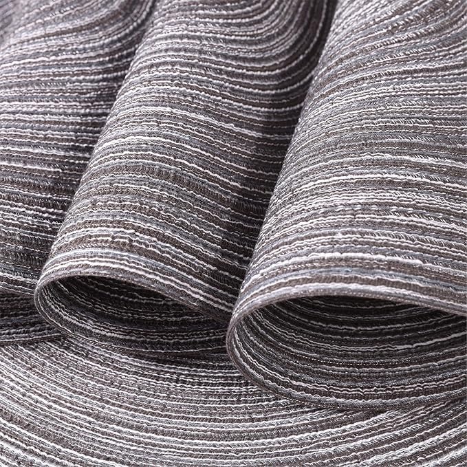 SHACOS Round Placemats Set of 4 Round Braided Placemats 15 inch Cotton Polyester Woven Table Placemats for Dining Table Holiday Party (Black Grey, 4)