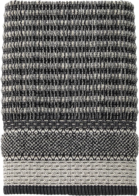 SKL Home Lewis 100% Cotton Premium Bath Towel, 600 GSM, Soft & Absorbent, Reversible Jacquard, Black