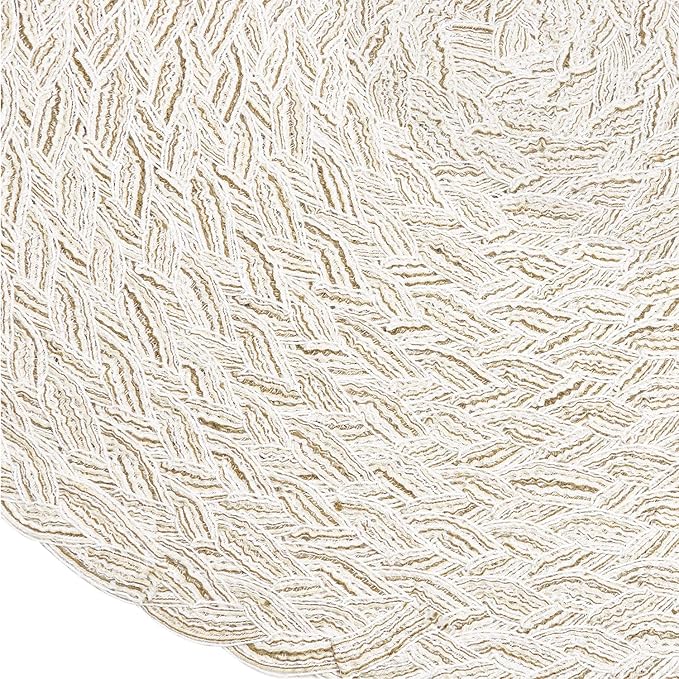 SHACOS Round Braided Placemats 15 inch Set of 6 Boho Thick Washable Kitchen Table Placemats for Home Wedding Party (T-Ivory, 6)
