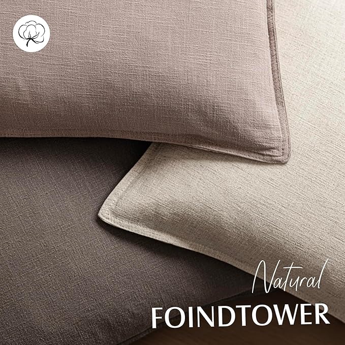 Foindtower Set of 2, Decorative Linen Soild Throw Pillow Covers Soft Accent Euro Cushion Case Boho Farmhouse Pillowcase for Chair Couch Sofa Bedroom Living Room Home Decor 24 x 24 Inch Dusty Pink