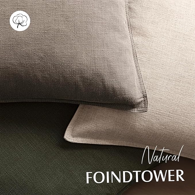 Foindtower Set of 2, Decorative Linen Soild Throw Pillow Covers Soft Accent Euro Cushion Case Farmhouse Neutral Pillowcase for Chair Couch Sofa Bedroom Living Room Home Decor 20 x 20 Inch Brown Tan