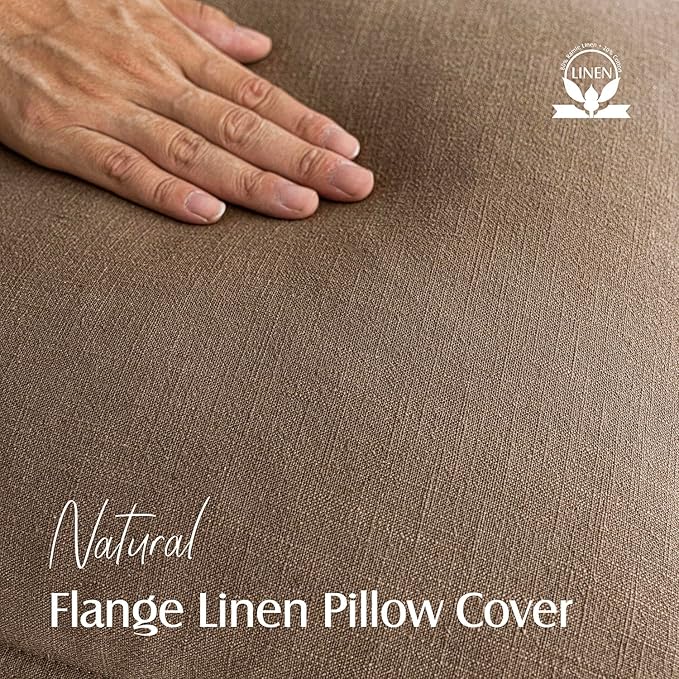 Foindtower Pack of 2, Decorative Linen Soild Throw Pillow Covers Soft Accent Cushion Case Boho Farmhouse Pillowcase for Couch Sofa Bedroom Living Room Home Decor 22 x 22 Inch Light Brown