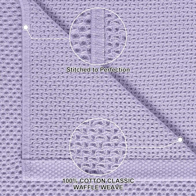 Homaxy 100% Cotton Kitchen Towels and Dishcloths Set, 12 x 12 Inches and 13 x 28 Inches, Set of 10 Bulk Kitchen Towels Set, Ultra Soft Absorbent Dish Cloths for Washing Dishes, Lavender