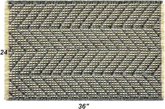 Woven Bath Mat,Upgraded Waffle Self Drying Bath Rug,Super Absorbent Non Slip Bath Drying Mat,Floor Rugs Non Slip Washable for Shower Room,Ultra Soft,Bluish Grey & Yellow,24"*36"