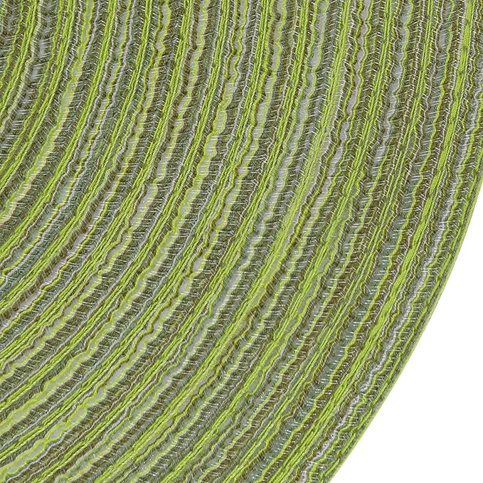 SHACOS Round Placemats Set of 4 Round Table Placemats Braided Cotton Place Mats 15 inch for Kitchen Dining Table Holiday Party (Pea Green, 4)