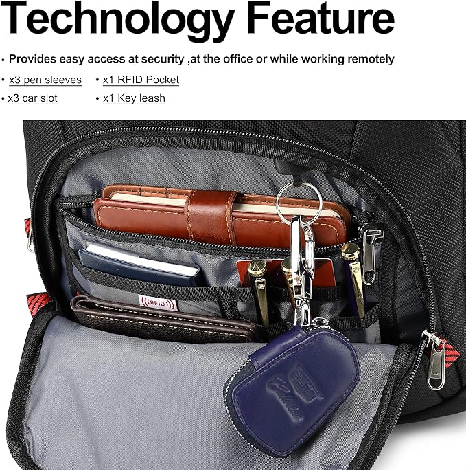 Boavan Laptop Backpack for men, 17.3 inch Laptop Bag with USB Port, Waterproof Travel Work Backpack Purse, Anti-Theft Teacher Nurse Doctor Casual Bookbags Office Business backpack ，Black