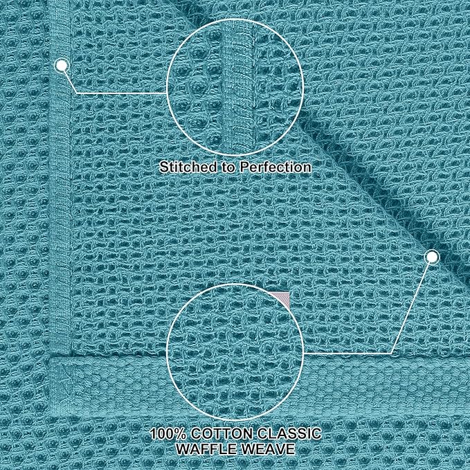 Homaxy 100% Cotton Kitchen Towels and Dishcloths Set, 12 x 12 Inches and 13 x 28 Inches, Set of 8 Bulk Kitchen Towels Set, Ultra Soft Absorbent Dish Cloths for Washing Dishes, Lake Blue