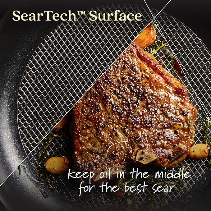 Anolon X Hybrid Nonstick Cookware Frying Pans/Skillet Set, Induction Suitable, 8 Inch, 10 Inch, and 12 Inch - Charcoal Gray