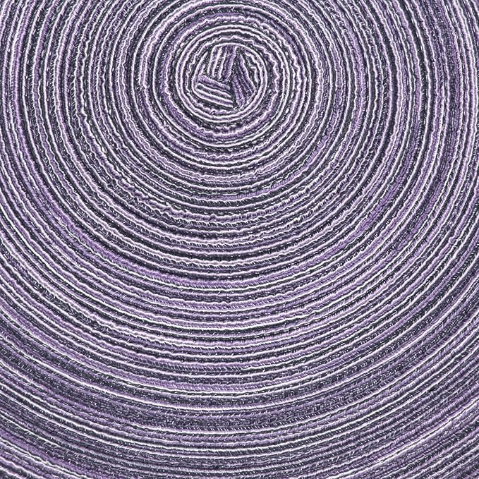 SHACOS Round Braided Placemats Set of 6 Round Placemats Cotton Blend Fabric Table Mats for Wedding Party (Light Purple, 6)