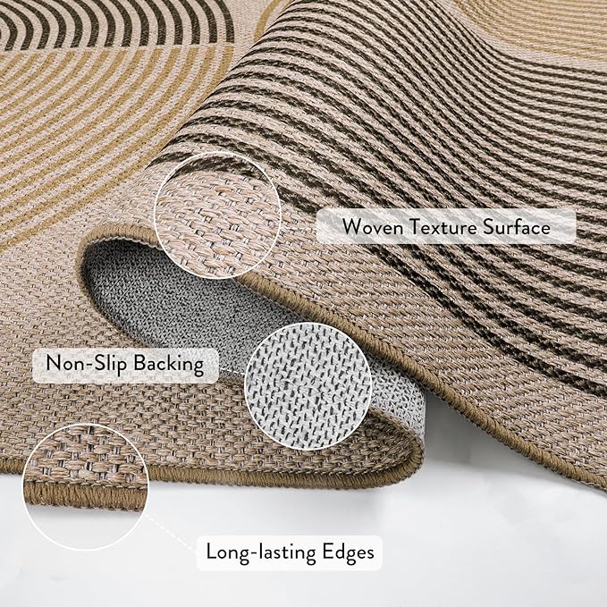 Lahome Modern Rainbow Easy Jute 3x5 Patio Rug, Washable Rugs for Entryway Farmhouse Non Slip Indoor Door Mat, Contemporary Throw Carpet for Entry Mudroom Porch Decor