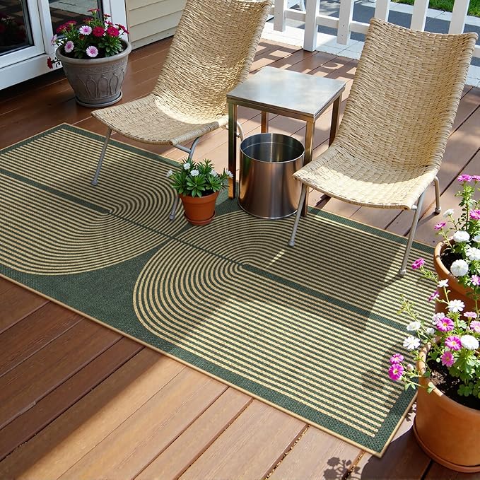 Lahome Modern Rainbow Easy Jute Entryway Runner Rug, Washable Carpet Runners for Hallway 6ft, Farmhouse Non Slip Stain Resistant Kitchen Mats for Floor Laundry Room Porch Bedroom, Dark Green