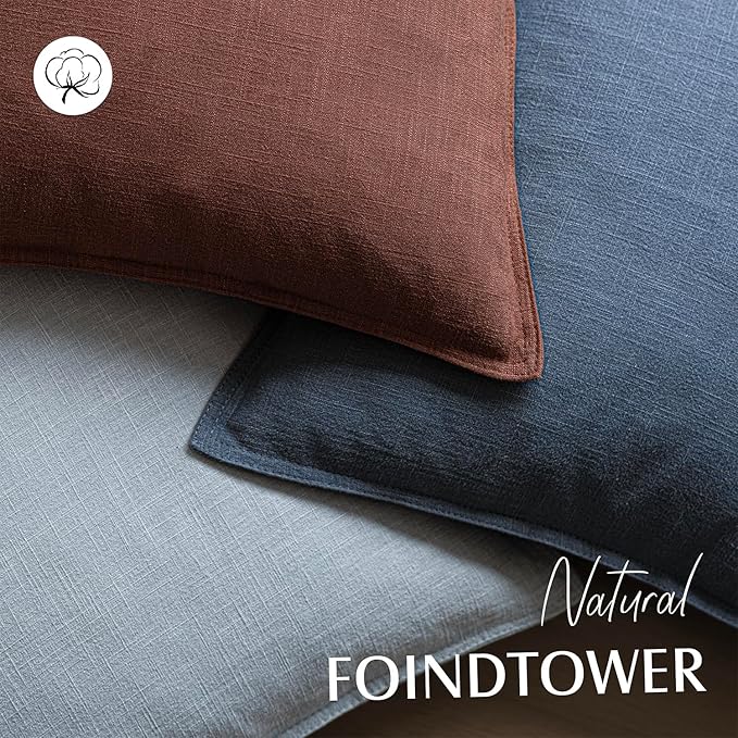 Foindtower Pack of 2, Decorative Linen Soild Throw Pillow Covers Soft Accent Euro Cushion Case Boho Farmhouse Pillowcase for Chair Couch Sofa Bedroom Living Room Home Decor 24 x 24 Inch Rust Red