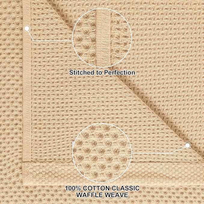 Homaxy 100% Cotton Kitchen Towels and Dishcloths Set, 12 x 12 Inches and 13 x 28 Inches, Set of 8 Bulk Kitchen Towels Set, Ultra Soft Absorbent Dish Cloths for Washing Dishes, Apricot