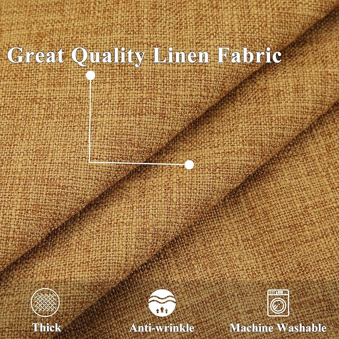 decorUhome Decorative Outdoor Throw Pillow Covers 24x24 Set of 2, Square Linen Rustic Neutral Farmhouse Euro Pillow Covers with Stitched Edge for Couch, Sofa, Living Room, Bronze Gold