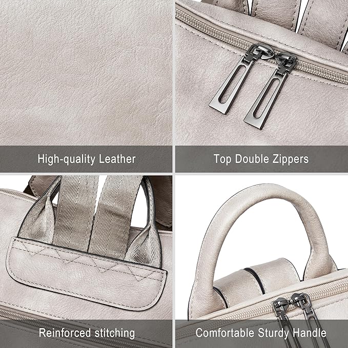 Shrrie Vegan Leather Laptop Backpack for Women 15.6 inch Work Backpack Fashion Travel Backpack Purse for Travel College Work