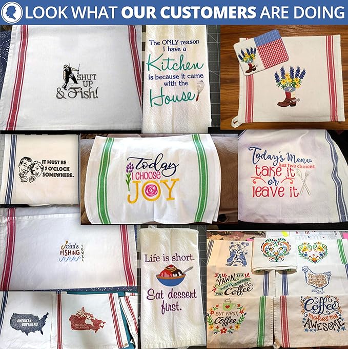 Aunti Em's Kitchen Dish Towels Set (13 Pack) Natural Cotton Fabric for Embroidery - Zero-Lint Cloth for Drying Glasses, Plates, Hand - 25.5 x 15.5 Inch (13-Pack Blue Stripes)