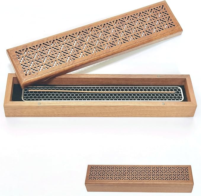 Incense Holder Burner, Coffin Incense Box Holder for Sticks,Wooden Incense-Stick Holder&Ash Catcher for Meditation/Yoga Room/Bedroom/studyroom/Office (Incense Holder Box)