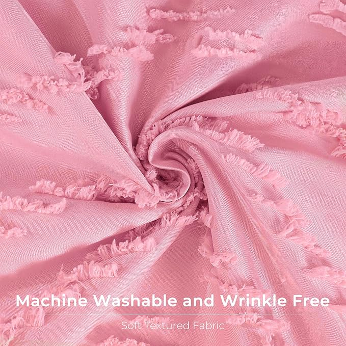 Pink Boho Shower Curtain Pretty Cute Shower Curtain Tufted Chervon Textured Modern Minimalist Striped Shower Curtains Pink, 72 x 72